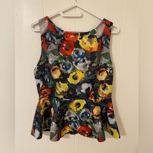 Alice + Olivia Multicolor Abstract Peplum Sleeveless Top Large